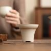 Colador de té de cerámica beige, colador de té, separador de té, tetera, accesorios para juego de té
