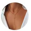 Collar transfronterizo europeo y americano simple geométrico retro en forma de Y diseño nicho nuevo colgante de circonita cadena clavicular de cuentas de arroz