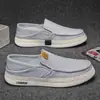 Sapatos de lona masculinos, sapatos de linho, sapatos de lona estilo Pequim, sapatos sem cadarço, tênis casuais masculinos, sapatos slip-on da moda, sapatos casuais de linho para o verão