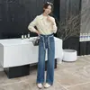 Jeans Feminino Azul Escuro de Perna Larga Primavera e Outono 2026 Novo Solto Emagrecimento Retro Americano Super Bonito Calça Reta