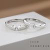 Anillo de Pareja Alas de Ángel Plata Esterlina S925 Alas Anillo de Plata Simple para Hombre y Mujer Apertura Diseño Nicho Joyería
