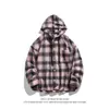 Otoño 2026 Nueva Camisa Chaqueta Gruesa de Manga Larga Cepillada con Capucha Estilo Perezoso Talla Grande Camisa de Manga Larga a Cuadros Moderna