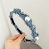 Headband de jeans pérola estilo coreano para mulheres simples de alta qualidade tiara com nó diário acessórios de prensagem de cabelo para todos os jogos 2023 novos produtos