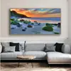 Pintura decorativa HD de una sola pieza Playa del Atardecer para sala de estar, mural de pared de fondo para sofá, pintura colgante horizontal para cabecera de dormitorio