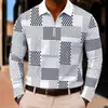 Camisa POLO de Otoño Nueva para Hombre Europea y Americana 2026 Patrón de Cuadros Impresión 3D Casual Top para Hombre