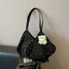 Bolsa de Lona Xadrez Vermelho Estilo Coreano Feminina 2026 Nova Bolsa Tote Tecida Color Blocking de Ombro Único Bolsa de Mão para Trabalho e Compras