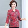 Vestido de Verão para Mulheres Idosas Camisa Feminina Manga Longa Camisa de Mãe Roupas para 60 anos 70 anos Vestido de Primavera da Vovó Blusa Senhora Idosa