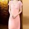 Bata de Noche de Seda con Copas para Mujer, Nuevo Estilo Primavera Verano, Hermosa y Elegante Ropa de Casa de Encaje de Seda de Morera, Estilo Delgado que se Puede Usar Afuera