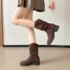 Botines de mujer con tacón grueso, botas de media caña apiladas, botas western cowboy Martin de otoño nuevas para mujer verano 2026