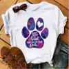 Blusas Femininas Transfronteiriças Patas de Animal Coração Dropshipping Letras Moda Retrô Camiseta Feminina Manga Curta