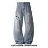 Nuevos Jeans Banana Azules Claros Rasgados Desgastados Lavados con Cintura Elástica de Alta Calle Americana Tendencia para Hombre Pantalones Largos de Mezclilla