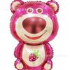 Balão de Filme de Alumínio Urso Feliz Sentado Desenho Animado 3D Urso de Aniversário Urso Morango Urso do Dia dos Namorados Confissão Amor Urso