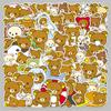 50 Adesivos de Urso Soltos Urso Fofo Relaxado Rilakkuma Animal de Desenho Animado Impermeável Decorativo Adesivos para Garrafa Térmica