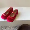 Zapatos infantiles de terciopelo estilo Chanel, zapatos de princesa para niñas pequeñas, zapatos Mary Jane bajos para niñas, zapatos para bebé de suela blanda