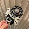 Horquilla para el pelo con lazo de camelia estilo Chanel de alta gama, estilo francés retro, con clip lateral para flequillo, accesorios para el cabello para mujer