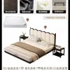 Cama de Hierro Forjado Colgante para Dormitorio del Hogar, Cama Doble Moderna Minimalista con Estructura de Listones, Reforzada y Engrosada, Cama con Revestimiento Suave para Viviendas de Alquiler