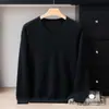 Suéter de cachemira tejido de manga larga liso de cuello en V holgado 100% cachemira nuevo de color sólido versátil casual de negocios