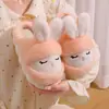 Chinelos de algodão de inverno para adultos, design fofo de coelho, quentes e forrados com fleece, adequados para meninas, estilo combinando pai-filho, antiderrapantes, com sola grossa e ideais para usar em casa