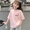 Camiseta de Manga Corta de Algodón Puro para Niñas, Nuevo Estilo Verano 2026, Top Versátil de Moda Estampado para Niños Pequeños y Mayores
