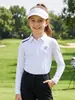 2026Pgm Polo Deportivo de Golf para Niños Camiseta de Manga Larga de Seda de Hielo para Niñas Fresca Protección Solar Camiseta Versátil