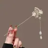 Pasador de Flor de Vidrio para Mujer, Pasador con Borla, Pasador Fresco, Tocado Dinastía Han, Accesorios Estilo Antiguo para Cheongsam, Pasador de Alta Gama