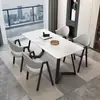 Mesa de comedor de mármol estilo nórdico, un conjunto lujoso y minimalista de mesa y sillas, adecuado para cafeterías y apartamentos pequeños, mesa de comedor rectangular