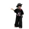 Conjunto de Manga Corta para Niños 2026 Verano Nuevo Atuendo de Verano para Niños Camiseta de Algodón Elegante Pantalones Largos Anti-Mosquitos Conjunto de Dos Piezas Moderno