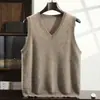 Cashmere 2026 Outono e Inverno Novo Suéter Masculino Gola V Tricotado Camada Base para Meia-Idade Casual de Negócios Sem Mangas Top Quente