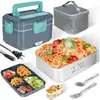 Caja de Almuerzo Eléctrica Transfronteriza Enchufable Calentamiento Eléctrico Caja de Almuerzo Gran Capacidad Doméstica para Coche Dos en Uno Caja de Almuerzo con Calentamiento Eléctrico Regalo