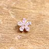 Aretes de Flor de Aleación de Titanio F136 Oro Circonita 5A G23 Titanio Rosca Interna Circonita Labret Piercing para Lengua Joyería