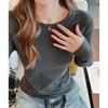 Camiseta Interior Derong de Cuello Redondo y Manga Larga para Mujer, Nueva Prenda Interior Ajustada, Top Blanco de Alta Gama para Hombro Derecho de Otoño e Invierno