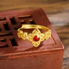 Anillo Ajustable Estilo Antiguo Chapado en Oro Estilo de Corte para Mujer, Diseño Hueco, Joyería de Alta Gama, Accesorios para Manos, Accesorios de Yiwu al por Mayor
