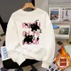 Sudadera Huamian Negra de Cuello Redondo para Mujer, Nuevo Estilo Otoño e Invierno 2026, Top Holgado de Talla Grande con Mangas Largas, Chaqueta de Forro Polar de Invierno