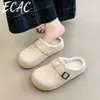 Chinelos de Algodão Tendência Estilo Coreano para Uso Externo Feminino 2026 Novo Outono/Inverno Pelúcia Quente Slip-on Chinelos de Algodão Birkenstock Feminino