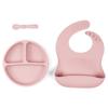 Juego de vajilla de silicona explosiva Plato para la cena para niños Plato separador Babero para bebé Cuchara para alimentos complementarios Juego de suministros para bebés y para madres
