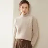 Suéter Grueso de Cachemira de Tres Capas para Mujer Otoño/Invierno 2026, Cuello Alto Medio, Tejido de Punto Trenzado Holgado, Suéter Básico Jersey de Lana de Cabra Color Sólido