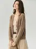 Estilo Retro para Viajar~Cárdigan de Punto 75% Cachemir 25% Seda para Mujer, Abrigo Versátil de Corte Holgado, Suéter Delgado para Superponer