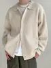 Cardigan de malha moderno e maduro para outono e inverno, com lapela e botões, para homens, casual, caimento solto, ombros caídos relaxados