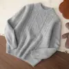 Suéter de lana infantil de doble hebra engrosado, cuello alto medio para niños, suéter de punto para niñas, camiseta básica de punto trenzado para niños medianos y grandes