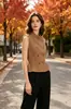 Chaleco de Traje para Mujer Retro de Cuello Alto Doble Botonadura con Dobladillo Fruncido, Cintura Entallada, Sin Mangas Ropa de Otoño para Mujer