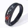 Pulseira de Pedra Olho de Tigre Masculina Amazon Venda Quente Transfronteiriça Couro Multicamadas Pulseira de Pedra Natural Masculina Pulseira com Fecho Magnético Joias