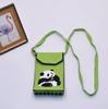 Bolso para teléfono móvil de estilo coreano con diseño de panda pequeño, bandolera de punto, bolso de mano con solapa, bolso informal para salir