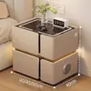 Mesita de noche inteligente, simple y moderna, multifuncional con carga inalámbrica y altavoz, gabinete de mesita de noche de madera maciza de lujo ligero para uso en el hogar del dormitorio