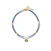 Collar de Cuentas Ojo del Diablo Lapislázuli Retro Exquisito de Gama Alta Europeo y Americano Lujo Accesible Nicho Versátil Cadena para Clavícula para Mujeres