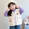 Chaleco de Peluche Bordado para Niñas Pequeñas, Otoño/Invierno, Bebé Niña, Forro de Felpa, Chal Cálido, Elegante Chaqueta de Lana de Cordero para Niños