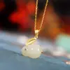 Nuevo Collar de Conejo de Jade Estilo Chino para Mujer, Diseño de Nicho de Moda, Alto Valor Estético, Pulsera para Estudiantes, Collar de Amistad, Collar Vintage de Cumpleaños