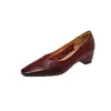 Zapatos de Trabajo Inteligentes Elegantes de Piel de Oveja Curtida al Vegetal con Tacón Oculto 2026 Otoño Tacón Medio Punta Cuadrada Pequeña Piel Genuina Planos de Corte Bajo para Mujer