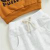 Pantalones de dos colores blanco y negro para bebé transfronterizos con estampado de letras naranjas, manga larga, conjunto de dos piezas YT2316ab