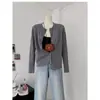 Cárdigan de Punto Bordado con Cuello Redondo para Mujer 2025 Primavera y Otoño Nuevo Retro Retorcido Delgado Prendas de Punto Prendas de Punto Top Chaqueta