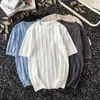 Camiseta de Manga Curta para Homem, Marca da Moda, Verão, Caimento Solto, Manga Três Quartos, Estilo Jovem Novo, Moda de Celebridade da Internet, Top Simples Estampado